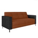 Ver imagem 2 de Sofá Living Decorativo Houston 2 Lugares 200cm Pés em Metal Veludo/ PU Marrom Vermelho/ Preto G33 - 