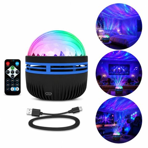Luminaria Projetor Noturno com Controle Remoto Abajur Infantil LED RGB Luz Ceu Quarto Decoracao