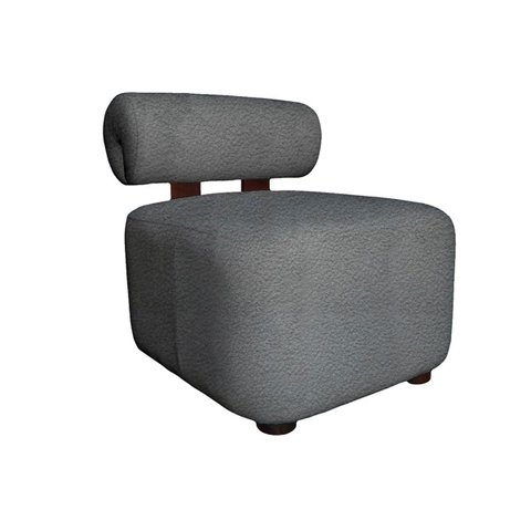 Poltrona Decorativa Livi Design Slim Orgânica Arredondada Boucle Grafite