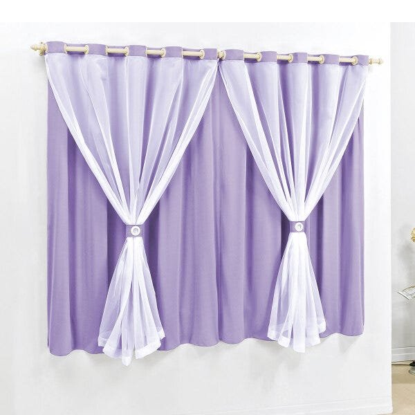 Cortina Lilás 4 metros para quarto / sala varão Simples 4m x 2,80m ...