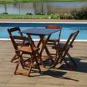Ver imagem 2 de Jogo de Mesa 70 X 70 com 4 Cadeiras Dobráveis de Madeira Cor Imbuia - Móveis Britz