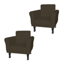 Ver imagem 1 de Conjunto 2 Poltronas Estofadas Para Consultório Classic Corano Marrom - LM DECOR