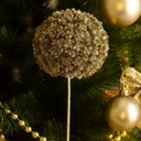 Ver imagem 2 de Galho Natalino Buchinho Topiária Glitter Champanhe Premium 72cm Decoração Luxo