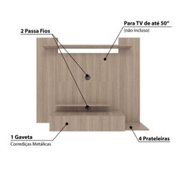 Painel para TV até 50 Polegadas 1 Gaveta e 4 Prateleiras - Montana - 3