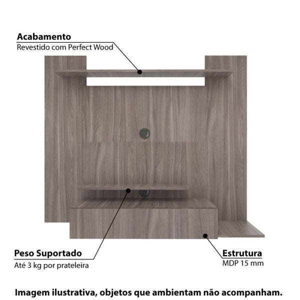 Painel para TV até 50 Polegadas 1 Gaveta e 4 Prateleiras - Carvalho ...