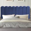 Ver imagem 1 de Painel Estofado Luxo Nuvem Alanis 90cm Solteiro para Cama Box Corino Azul Marinho - Gat Magazine