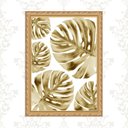 Ver imagem 2 de Quadro Moldura Dourada Folhas Costela de Adão 24x18cm:com Vidro