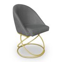 Ver imagem 1 de Cadeira Poltrona de Jantar Bela Linho Grafite Base Metálica Luxo Dourado - Pallazio