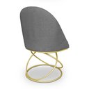 Ver imagem 5 de Cadeira Poltrona de Jantar Bela Linho Grafite Base Metálica Luxo Dourado - Pallazio