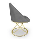 Ver imagem 4 de Cadeira Poltrona de Jantar Bela Linho Grafite Base Metálica Luxo Dourado - Pallazio