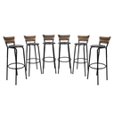 Ver imagem 1 de Kit 6 Banquetas 80cm para Balcão Ilha Bancada Área Gourmet Encosto em Junco Banco Itagold