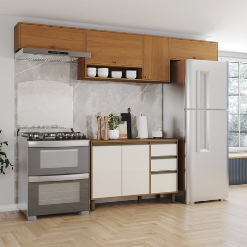 Cozinha Modulada Compacta 4 Peças com Balcão Pia com Tampo Venaly