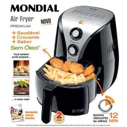 Fritadeira Elétrica Mondial Air Fryer Premium Af-01 (Não Necessita Óleo) - Preto/Inox 127V - 4 Fritadeira Elétrica Mondial Air Fryer Premium Af-01 (Não Necessita Óleo) - Preto/Inox 127V - 4