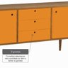Buffet 2 Portas 3 Gavetas Vintage Laranja Laqueado Fosco e Estrutura Madeira Maciça - 8