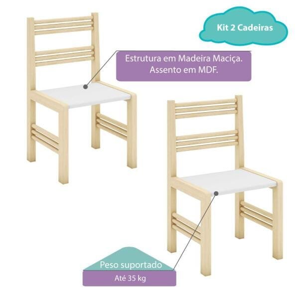 Conjunto Mesa Infantil Bella com 2 Cadeiras em Madeira Maciça - 10