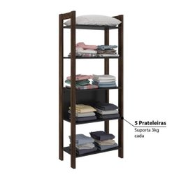 Closet Modulado Aberto - Estante Alta Multiuso 5 Prateleiras 65cm Az1005 Tecno Mobili - Nogal/preto - 6 Closet Modulado Aberto - Estante Alta Multiuso 5 Prateleiras 65cm Az1005 Tecno Mobili - Nogal/preto - 6