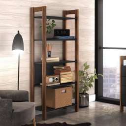 Closet Modulado Aberto - Estante Alta Multiuso 5 Prateleiras 65cm Az1005 Tecno Mobili - Nogal/preto - 2 Closet Modulado Aberto - Estante Alta Multiuso 5 Prateleiras 65cm Az1005 Tecno Mobili - Nogal/preto - 2