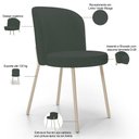 Ver imagem 4 de Kit 02 Cadeiras para Sala de Jantar Cozinha Estofada Gavi Arena L02 Linho Verde Musgo - Lyam Decor