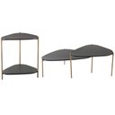 Ver imagem 1 de Kit 02 Mesas de Centro e 01 Mesa Lateral Pés Metálicos Adek A03 Nero Dourado - Lyam Decor