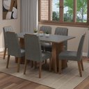 Ver imagem 1 de Conjunto Sala de Jantar Tampo de Madeira 6 Cadeiras Rustic/cinza/silver Leon Madesa