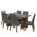Ver imagem 2 de Conjunto Sala de Jantar Tampo de Madeira 6 Cadeiras Rustic/cinza/silver Leon Madesa
