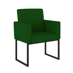 Poltrona Cadeira Decorativa Recepção Base de Ferro Dourada Cor:verde - 1