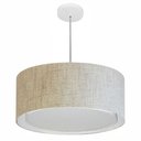 Ver imagem 1 de Lustre Pendente Cilíndrico Duplo Vivare Md-4294 Cúpula em Tecido 50x25cm - Bivolt - Rustico Bege - B