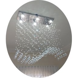 Lustre Cristal para Sala de Estar/jantar Base Inox 70x20cm:70cm - 1