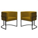 Ver imagem 1 de Kit 2 Poltronas Decorativa Nayara Base Ferro Preto Suede - Twdecora