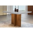 Ver imagem 1 de Mesa de Sala Jantar Berlim + Tampo Madeirado Vidro Curvo 90x90cm Off White/Imbuia-Vidro Off White -