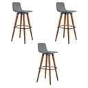 Ver imagem 6 de Kit 3 Banquetas Altas Luxo Linea Aço Preto Linho Cinza Preto