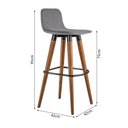 Ver imagem 2 de Kit 3 Banquetas Altas Luxo Linea Aço Preto Linho Cinza Preto