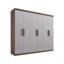 Ver imagem 1 de Guarda Roupa Casal Colibri 6 Portas 6 Gavetas com Pés - D' Doro Castanho/off White
