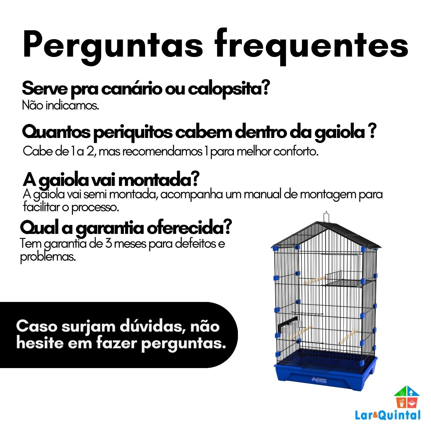 Gaiola Travas Plásticas Malha Fina para Periquito Quatiguá:preto+azul - 5