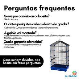 Gaiola Travas Plásticas Malha Fina para Periquito Quatiguá:preto+azul - 5