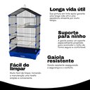 Ver imagem 4 de Gaiola Travas Plásticas Malha Fina para Periquito Quatiguá:preto+azul