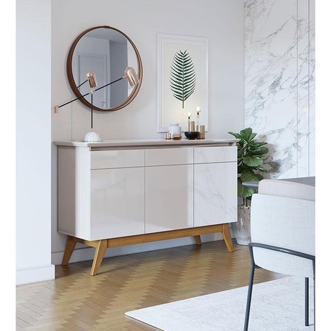 Aparador para Sala Buffet Ambiente Classic 3 Portas Off White - Imcal