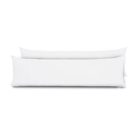 Kit 2 Fronhas para Travesseiro de Corpo Slim 1,50cm X 50cm - Branco - Microfibra 100% Poliéster
