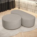 Ver imagem 2 de Kit Puff Redondo Lola e Puff Recamier Orgânico Orbit W01 Linho Bege - Lyam Decor