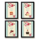 Ver imagem 2 de Kit 4 Quadros Vintage para Cozinha Doces e bolos 24x18cm - com Vidro:madeira Branca
