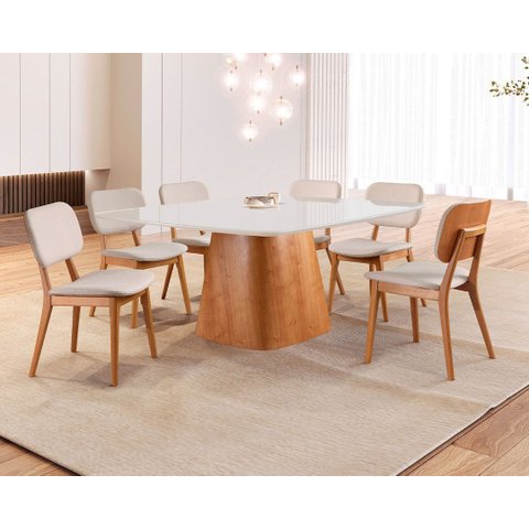 Sala de Jantar Moderna 6 Cadeiras - Minerva - Requinte Salas