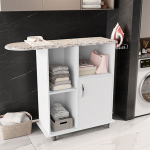 Tábua Mesa Passar Roupas Miami Gabinete Armário 1 Porta Suporte Branco