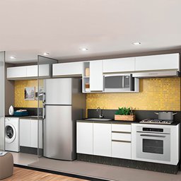 Cozinha Modulada 11 Peças 100% MDF Kali Premium Branco Nicioli - 1