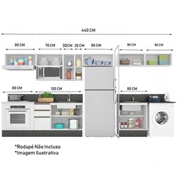 Cozinha Modulada 11 Peças 100% MDF Kali Premium Branco Nicioli - 2