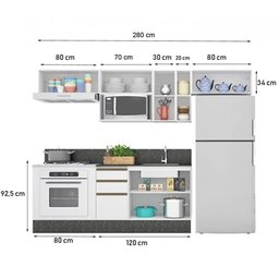 Cozinha Modulada 08 Peças 100% MDF Kali Premium Branco Nicioli - 2 Cozinha Modulada 08 Peças 100% MDF Kali Premium Branco Nicioli - 2