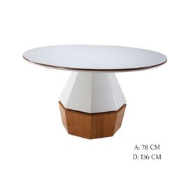 Conjunto de Sala 6 Cadeiras e Mesa Esmeralda 1,36m - Madeira Maciça Base em Formato de Diamante - T - 6