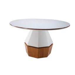 Conjunto de Sala 6 Cadeiras e Mesa Esmeralda 1,36m - Madeira Maciça Base em Formato de Diamante - T - 5