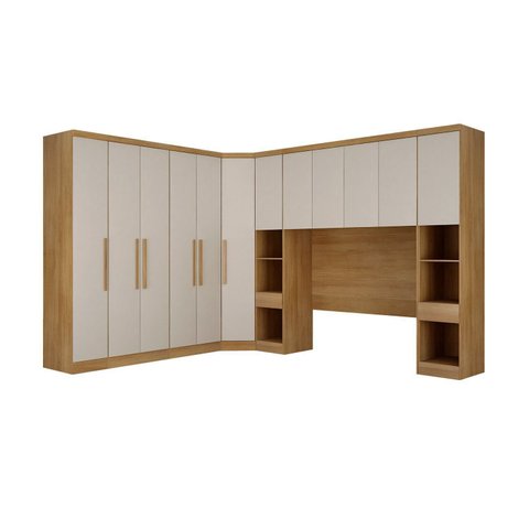 Guarda-Roupa Casal 12 Portas 7 Peças Modulado Cairo Marrom/Cumaru/Fendi