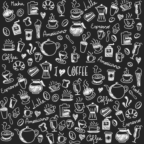 Papel de Parede Temático Cafeterias Cor Preta - 3,00x0,50m