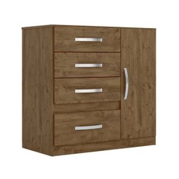 Guarda-roupa New Avai com Espelho e Cômoda Venus Castanho Wood Moval - 4